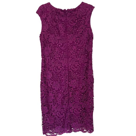NWT Lauren Ralph Lauren Formal Sheath Lace Scalloped Hem Women's Dress Size 14 - Picture 3 of 12